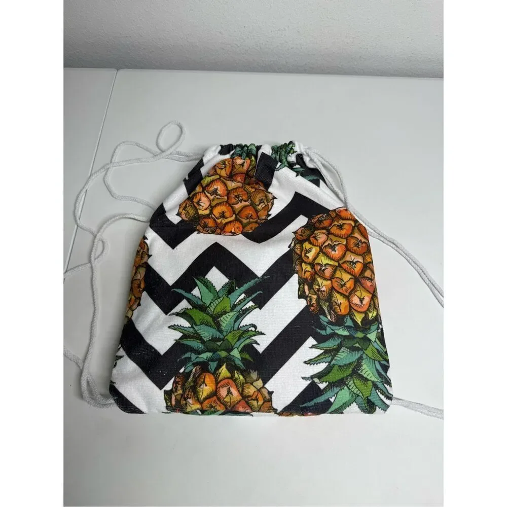 Hawaiian Beach Towel  2-in-1 Towel & Backpack Pineapple Print Towel Size 28”X58”